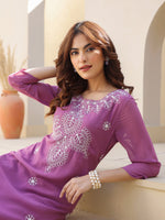 Thumbnail for Janasya Dark Georgette Floral Straight Kurta