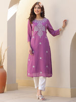 Thumbnail for Janasya Dark Georgette Floral Straight Kurta