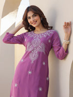 Thumbnail for Janasya Dark Georgette Floral Straight Kurta