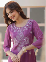 Thumbnail for Janasya Dark Georgette Floral Straight Kurta