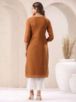 Thumbnail for Janasya Dark Georgette Embroidered Straight Kurta