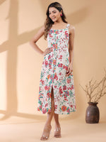 Thumbnail for Janasya Light Cotton Floral A-Line Kurta