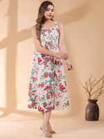 Thumbnail for Janasya Light Cotton Floral A-Line Kurta