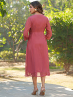 Thumbnail for Janasya Light Dobby Chiffon Self Design A-Line Kurta