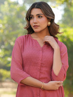 Thumbnail for Janasya Light Dobby Chiffon Self Design A-Line Kurta