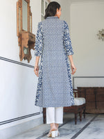 Thumbnail for Janasya Dark Cotton Yoke Embroidery A-Line Kurta