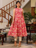 Janasya Bright Cotton Floral A-Line Kurta - Distacart