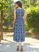Thumbnail for Janasya Dark Cotton Floral A-Line Kurta
