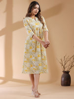 Thumbnail for Janasya Light Cotton Floral A-Line Kurta