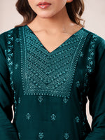 Thumbnail for Janasya Dark Rayon Embroidered Straight Kurta
