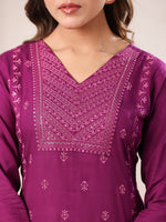 Thumbnail for Janasya Dark Rayon Embroidered Straight Kurta