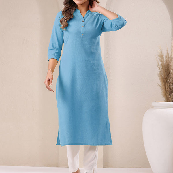 Janasya Light Cotton Solid Straight Kurta