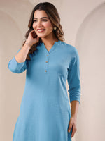 Thumbnail for Janasya Light Cotton Solid Straight Kurta