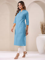 Thumbnail for Janasya Light Cotton Solid Straight Kurta