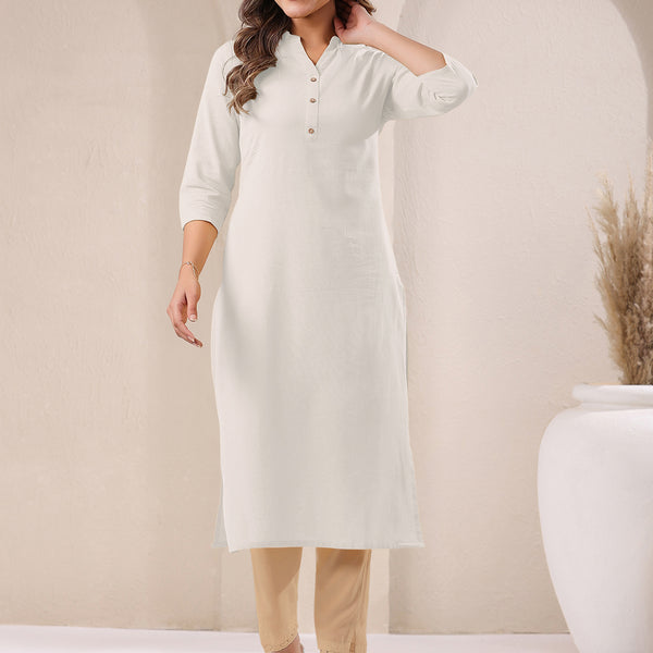 Janasya Light Cotton Solid Straight Kurta