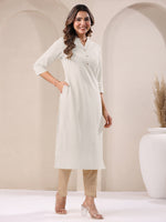 Thumbnail for Janasya Light Cotton Solid Straight Kurta