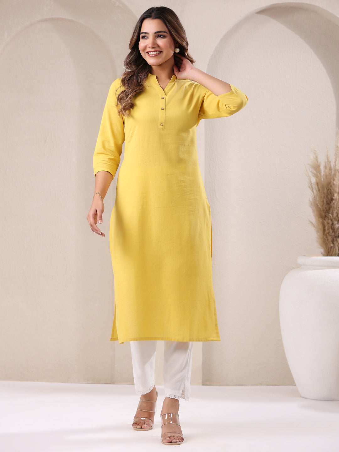Janasya Light Cotton Solid Straight Kurta