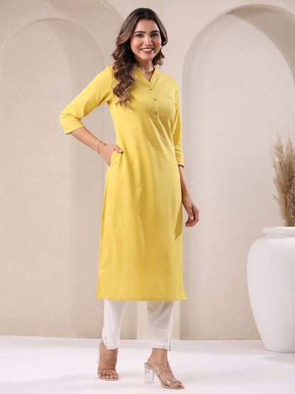 Janasya Light Cotton Solid Straight Kurta - Distacart