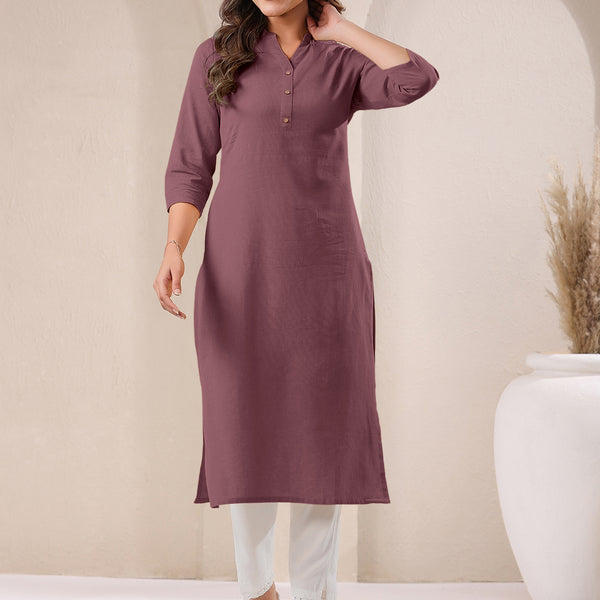Janasya Light Cotton Solid Straight Kurta