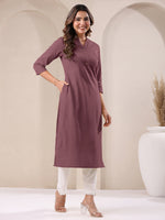 Thumbnail for Janasya Light Cotton Solid Straight Kurta