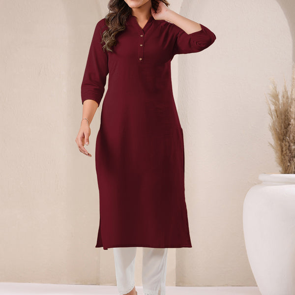 Janasya Light Cotton Solid Straight Kurta