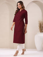 Thumbnail for Janasya Light Cotton Solid Straight Kurta