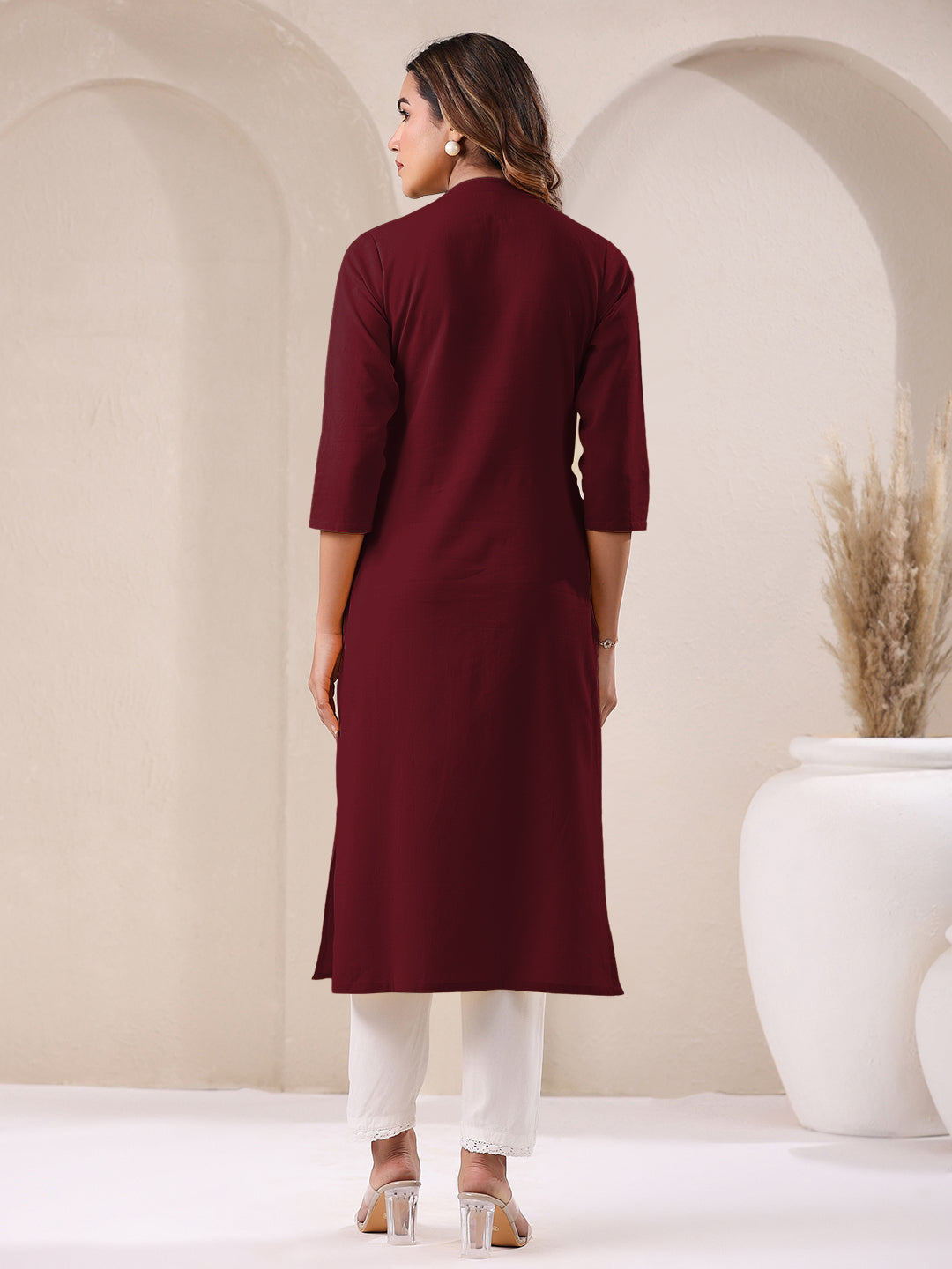 Janasya Light Cotton Solid Straight Kurta