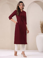 Thumbnail for Janasya Light Cotton Solid Straight Kurta