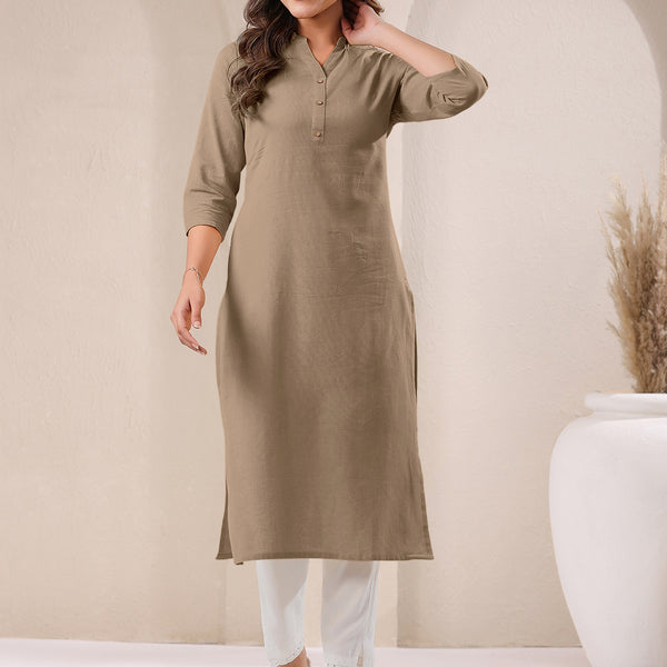 Janasya Light Cotton Solid Straight Kurta - Distacart