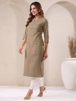 Thumbnail for Janasya Light Cotton Solid Straight Kurta