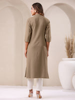 Thumbnail for Janasya Light Cotton Solid Straight Kurta