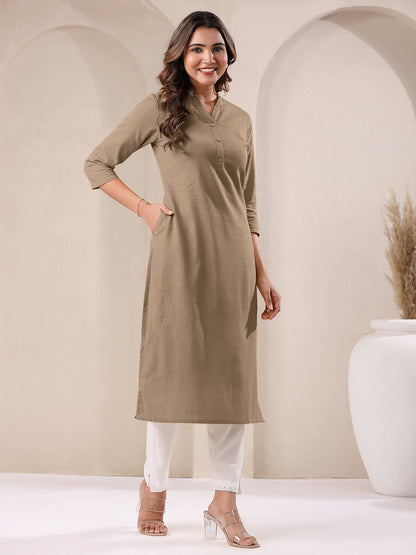 Janasya Light Cotton Solid Straight Kurta - Distacart