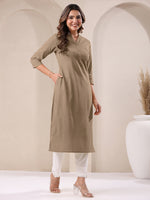 Thumbnail for Janasya Light Cotton Solid Straight Kurta