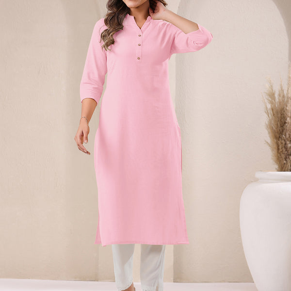 Janasya Light Cotton Solid Straight Kurta