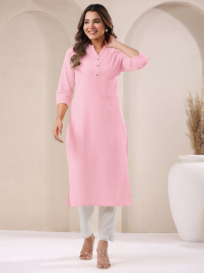 Janasya Light Cotton Solid Straight Kurta - Distacart