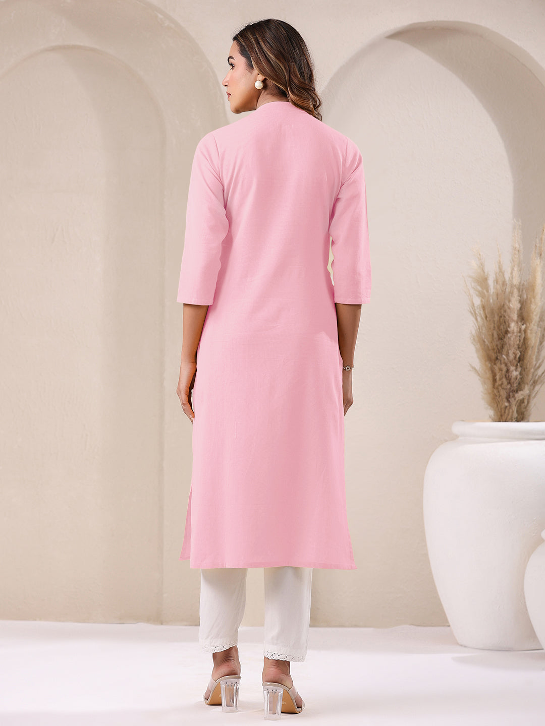 Janasya Light Cotton Solid Straight Kurta