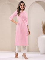 Thumbnail for Janasya Light Cotton Solid Straight Kurta