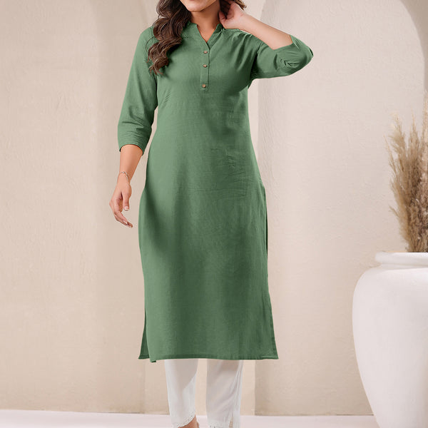 Janasya Light Cotton Solid Straight Kurta