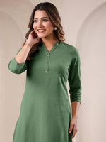Thumbnail for Janasya Light Cotton Solid Straight Kurta