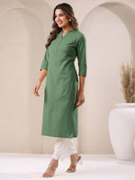 Thumbnail for Janasya Light Cotton Solid Straight Kurta