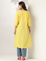 Thumbnail for Janasya Light Cotton Yoke Embroidery A-Line Kurta