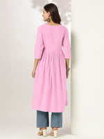 Thumbnail for Janasya Light Cotton Yoke Embroidery A-Line Kurta