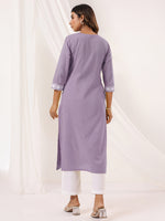 Thumbnail for Janasya Light Cotton Embroidered Straight Kurta