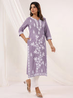 Thumbnail for Janasya Light Cotton Embroidered Straight Kurta