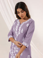 Thumbnail for Janasya Light Cotton Embroidered Straight Kurta