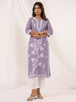 Thumbnail for Janasya Light Cotton Embroidered Straight Kurta