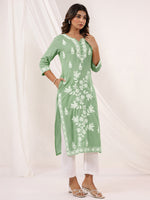 Thumbnail for Janasya Light Cotton Embroidered Straight Kurta