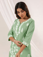 Thumbnail for Janasya Light Cotton Embroidered Straight Kurta