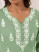 Thumbnail for Janasya Light Cotton Embroidered Straight Kurta
