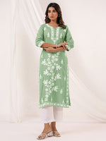 Thumbnail for Janasya Light Cotton Embroidered Straight Kurta